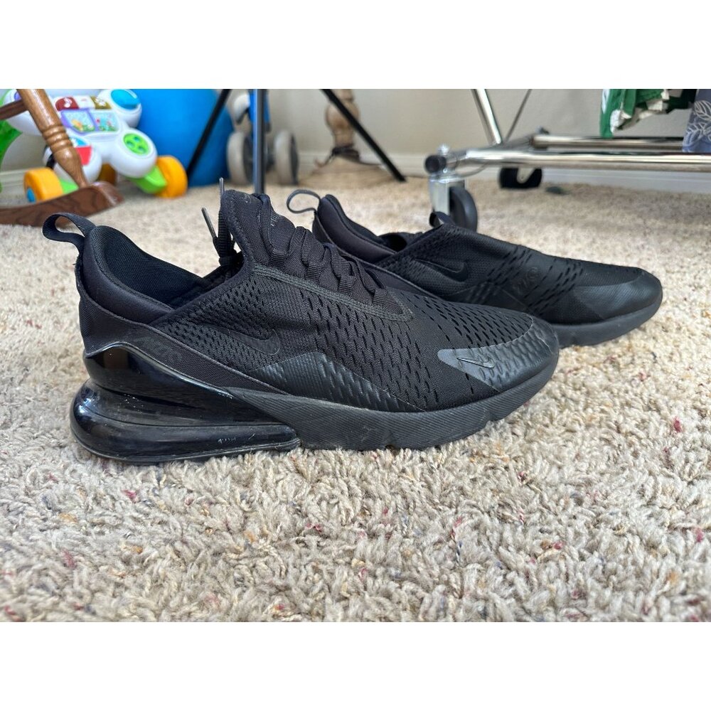 Nike Air Max 270 Mens Sneakers Triple Black 13 Cushioned Lightweight Lace-Up
